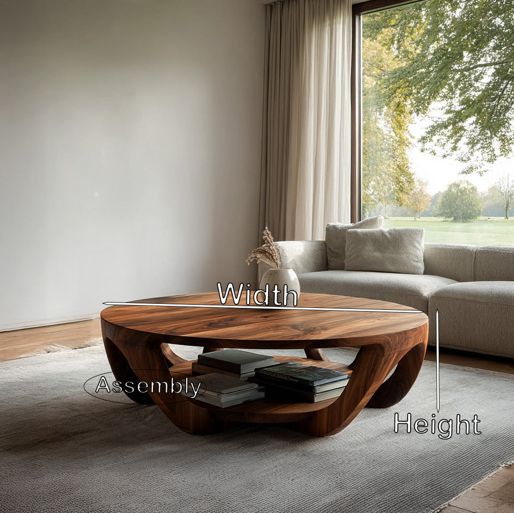 Modern Round Coffee Table With Shelving For Living Room