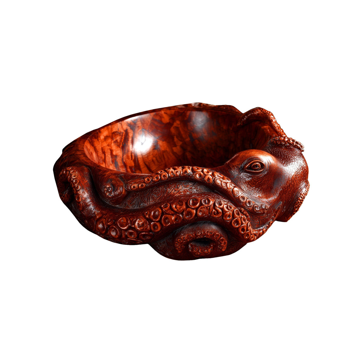 Nautivar Octopus Form Handcarved Solid Wood Sculpted Vessel Sink