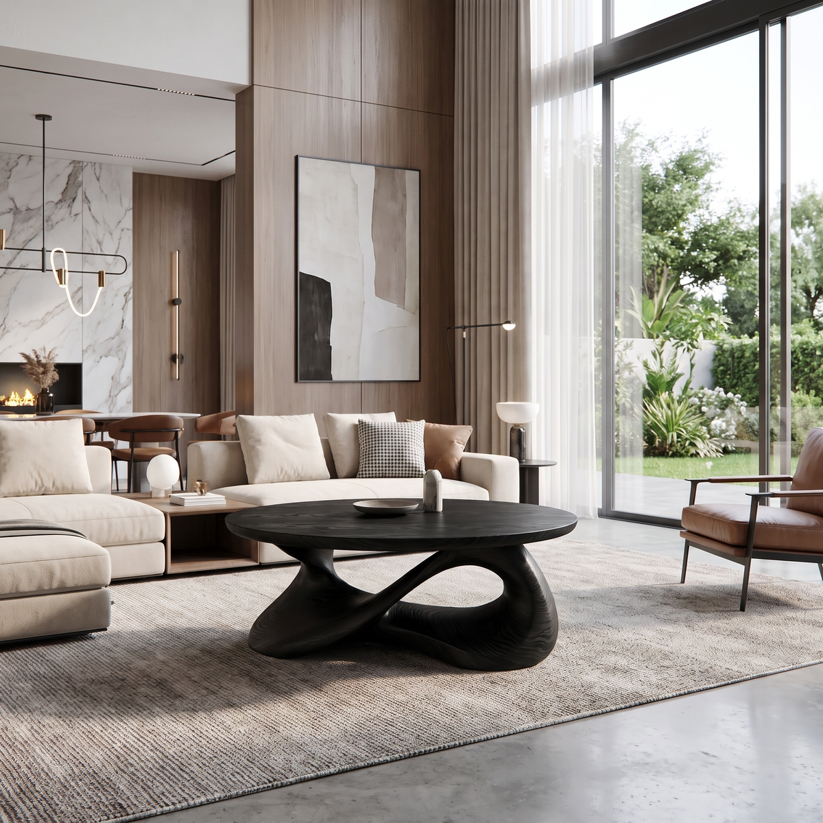 Orlessa Sculpted Solid Wood Coffee Table