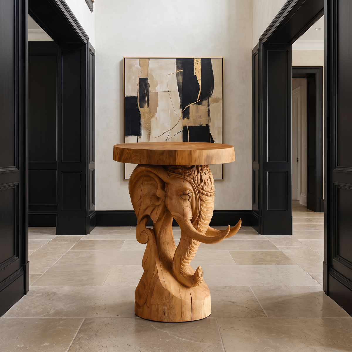 Thalviro Sculpted Solid Wood Pedestal Stand