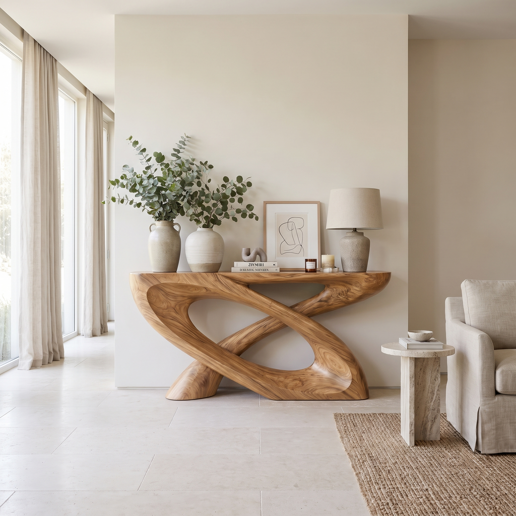 Veylora Sculpted Solid Wood Console Table