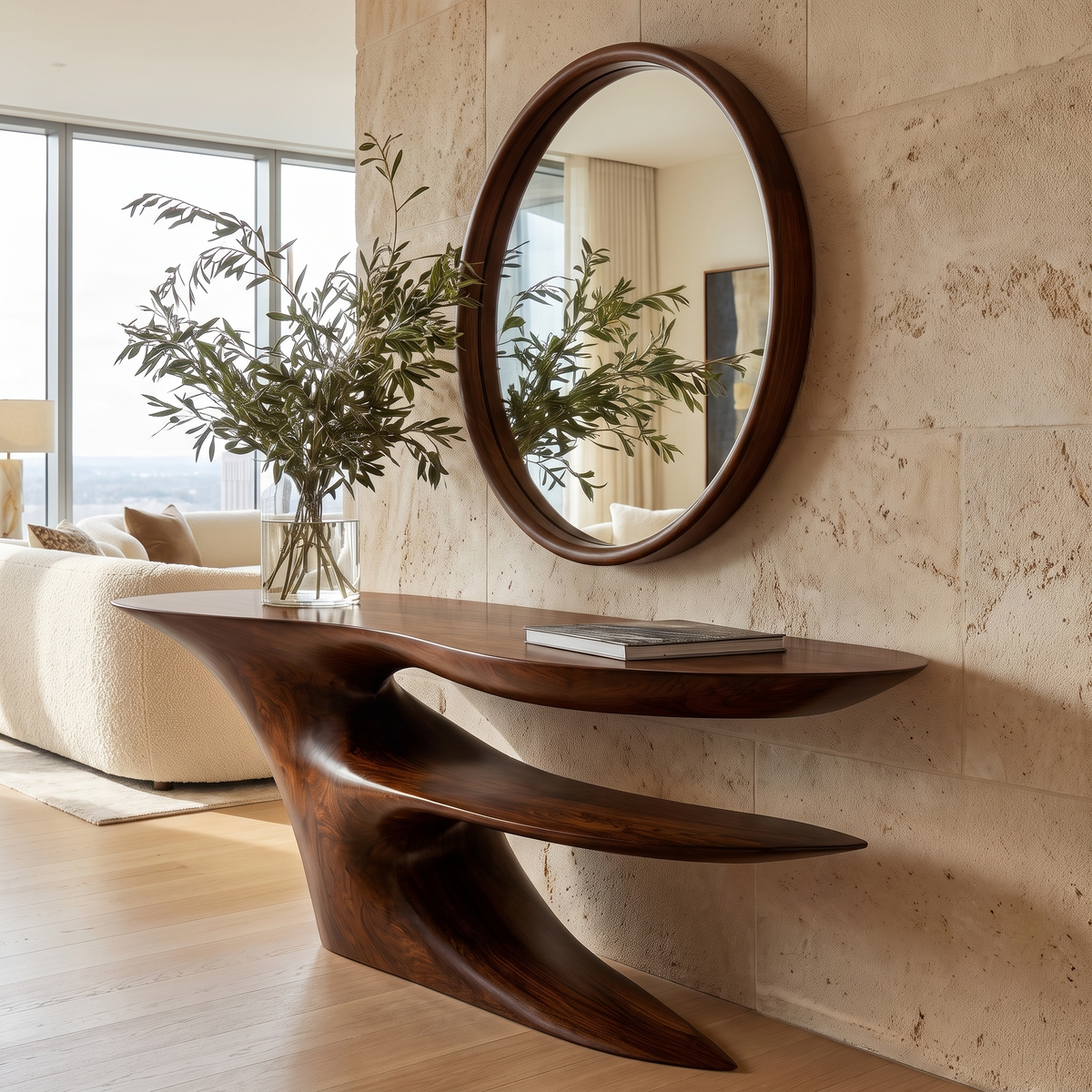 Zorathis Sculpted Solid Wood Console Table