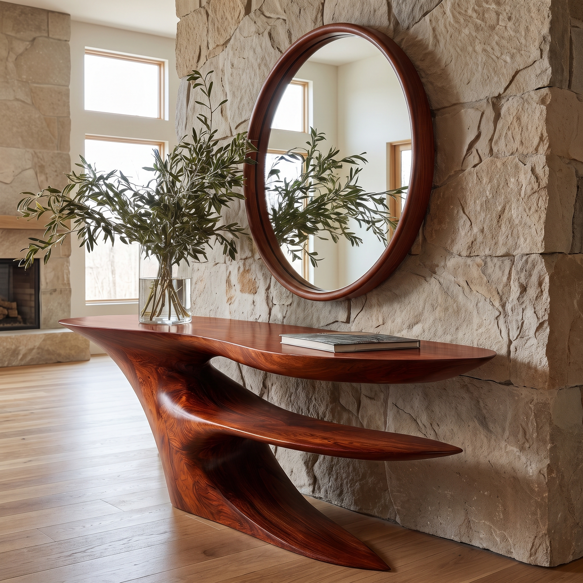 Zorathis Sculpted Solid Wood Console Table