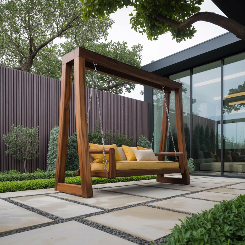 Contemporary Outdoor Swing Bench For Garden Patio Relaxation